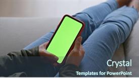 Presentation with green screen - PPT theme consisting of hold with cellphone with green background and a ocean colored foreground