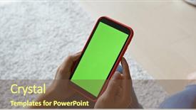  Presentation with green screen - Colorful PPT theme enhanced with hold with cellphone with green backdrop and a tawny brown colored foreground