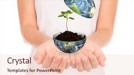  Presentation with hold hand - Slide set consisting of  background and a  colored foreground