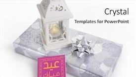  Presentation with eid mubarak - Presentation theme enhanced with traditional ramadan lamp placed background and a white colored foreground