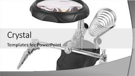  Presentation with circuit - Cool new slides with holder to use in repair circuit board isolated on white background backdrop and a light gray colored foreground