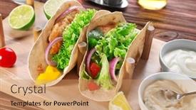  Presentation with fish tacos - Cool new presentation theme with holder-with-delicious-fish-tacos backdrop and a coral colored foreground