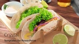  Presentation with fish tacos - Colorful PPT layouts enhanced with holder-with-delicious-fish-tacos backdrop and a coral colored foreground