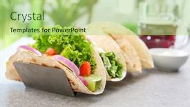  Presentation with fish tacos - Audience pleasing presentation theme consisting of holders - holder with delicious fish tacos backdrop and a mint green colored foreground
