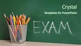  Presentation with pencils - Presentation design with holder with pencils and word background and a ocean colored foreground