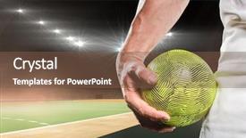  Presentation with handball - Colorful slides enhanced with holding a ball against handball backdrop and a tawny brown colored foreground