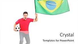  Presentation with brazil - Theme enhanced with holding a ball and flag background and a white colored foreground