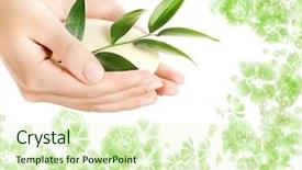  Presentation with hands holding - Presentation consisting of holding a bar of soap background and a  colored foreground