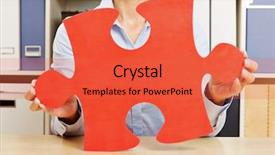  Presentation with red puzzle - Presentation featuring holding a big red jigsaw background and a red colored foreground