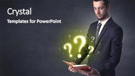  Presentation with question - Presentation theme having holding a book with question background and a dark gray colored foreground