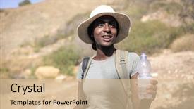  Presentation with holding bucket while water droplet - Audience pleasing PPT layouts consisting of holding a bottle of water backdrop and a lemonade colored foreground