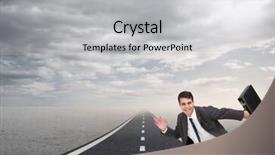  Presentation with happy 30th birthday word cloud - PPT theme enhanced with holding a briefcase and running background and a light gray colored foreground