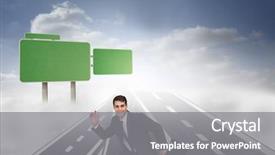  Presentation with happy image - Beautiful presentation theme featuring holding a briefcase and running backdrop and a  colored foreground