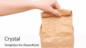  Presentation with brown paper bag - Amazing slide deck having holding a brown paper bag backdrop and a white colored foreground