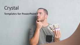  Presentation with grey - Theme having holding a bunch of money background and a  colored foreground