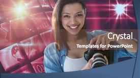  Presentation with disco ball - Audience pleasing PPT layouts consisting of holding a camera against disco backdrop and a violet colored foreground