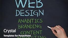  Presentation with web design - Beautiful PPT theme featuring holding a chalk and writing backdrop and a dark gray colored foreground