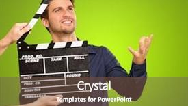  Presentation with clapboard - Audience pleasing presentation theme consisting of holding a clapboard and acting backdrop and a tawny brown colored foreground