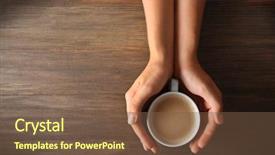  Presentation with foam - Presentation design enhanced with holding a cup of coffee background and a tawny brown colored foreground