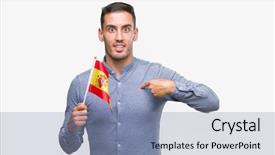  Presentation with bulgarian flag - Theme featuring holding a flag of spain background and a light blue colored foreground