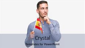  Presentation with srilanka flag - Audience pleasing PPT layouts consisting of holding a flag of spain backdrop and a light blue colored foreground