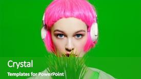  Presentation with green fashion - Audience pleasing presentation theme consisting of holding a flower pot green backdrop and a shamrock green colored foreground