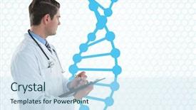  Presentation with dna - Beautiful slide set featuring holding a folder with dna backdrop and a sky blue colored foreground