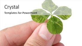  Presentation with four leaf clover - Audience pleasing theme consisting of holding a four leaf clover backdrop and a white colored foreground