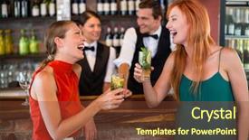  Presentation with glass - Beautiful slide deck featuring holding a glass of gin backdrop and a tawny brown colored foreground