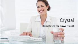  Presentation with water glass - Colorful slide deck enhanced with holding a glass of water backdrop and a white colored foreground