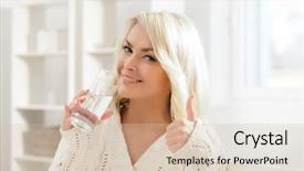  Presentation with health detox infused water - PPT theme consisting of holding a glass of water background and a soft green colored foreground