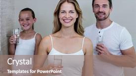  Presentation with glass of water - Beautiful slides featuring holding a glass of water backdrop and a  colored foreground