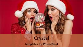  Presentation with red globe - Theme consisting of holding a glass snow globe background and a red colored foreground