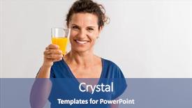  Presentation with blonde holding magnifying glass - PPT layouts with holding a glass with orange background and a ocean colored foreground