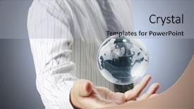  Presentation with holding hands - Presentation design consisting of holding a glowing earth globe background and a light gray colored foreground