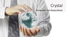  Presentation with earth recycle - Colorful presentation enhanced with holding a glowing earth globe backdrop and a  colored foreground