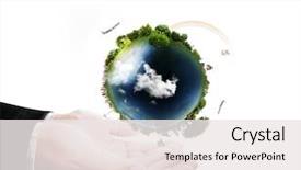  Presentation with hand holding earth - Cool new PPT theme with free - black and white rooster backdrop and a coral colored foreground.