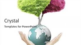  Presentation with hand holding earth - Slides with holding a glowing earth globe background and a white colored foreground