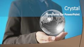  Presentation with cutout paper people standing around globe holding hands - Theme having holding a glowing earth globe background and a teal colored foreground