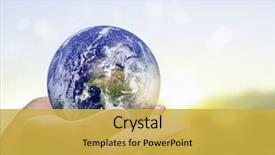  Presentation with world geography earth globe model - Slides enhanced with holding a glowing earth globe background and a yellow colored foreground