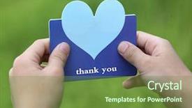  Presentation with thank - Cool new PPT layouts with holding a heart - shaped card backdrop and a tawny brown colored foreground