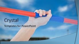  Presentation with tracks - PPT layouts enhanced with holding a javelin against facing background and a teal colored foreground