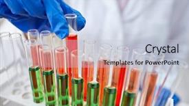  Presentation with green science - Cool new presentation theme with holding a laboratory glass test backdrop and a light blue colored foreground