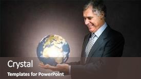  Presentation with sustainable development - Slide deck with holding a little luminous world background and a dark gray colored foreground