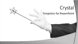 Presentation with magic wand - Presentation theme with houdini - holding a magic wand isolated background and a white colored foreground