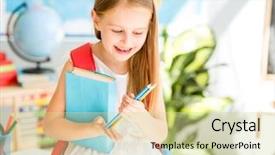  Presentation with sunshine - Slides featuring holding a notebook with pencil background and a soft green colored foreground