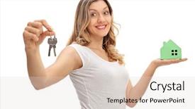  Presentation with white house - Slide deck with holding a pair of keys background and a lemonade colored foreground