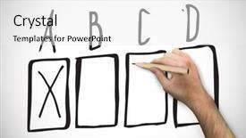  Presentation with hand holding pencil - Presentation theme featuring holding a pencil against white background and a  colored foreground