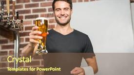  Presentation with beer - Audience pleasing presentation design consisting of holding a pint of beer backdrop and a tawny brown colored foreground