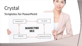  Presentation with marketing mix loyalty - Presentation with holding a placard showing marketing background and a white colored foreground